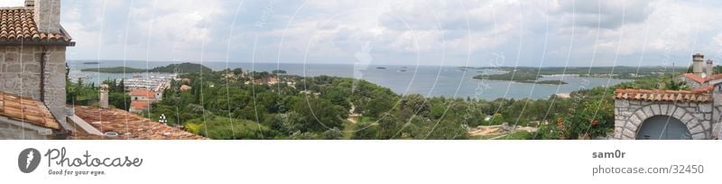 Croatian village in panorama Panorama (View) Ocean Wide angle Europe Island Mediterranean Large Panorama (Format)