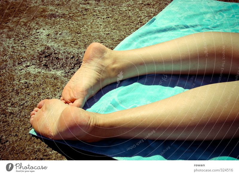 under the pavement the beach Human being Feminine Young woman Youth (Young adults) Woman Adults Legs 1 Summer Warmth Beach Concrete Towel Sunbathing Relaxation