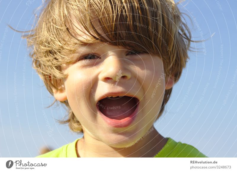 Boy laughs in summer Light heartedness Free Normal Authentic real naturally bollocks fun 3 - 8 years Summer Joy Happy fortunate Infancy Boy (child) Wet Child
