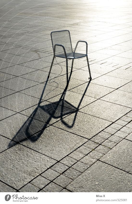 shadow Chair Deserted Places Marketplace Sit Individual Shadow play Garden chair Wait Colour photo Subdued colour Exterior shot Pattern Copy Space left