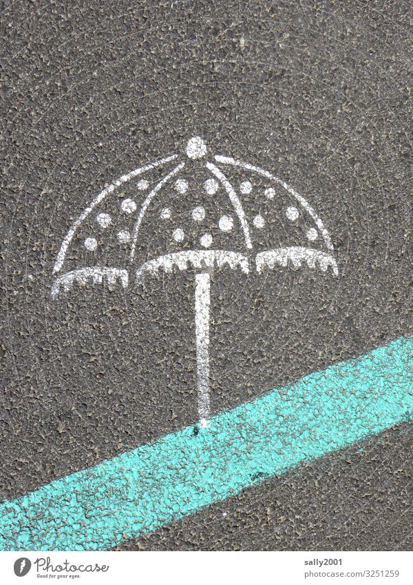 Have a nice sunny Sunday! Sunshade Umbrella Street Asphalt painting painted on Road marking Summer Spotted points Exterior shot Protection Gray Weather