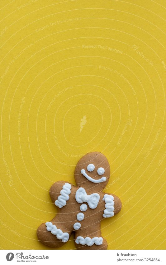 gingerbread man Food Dough Baked goods Candy Nutrition Healthy Eating Sign To enjoy Friendliness Happiness Fresh Yellow Santa Claus Gingerbread man Figure