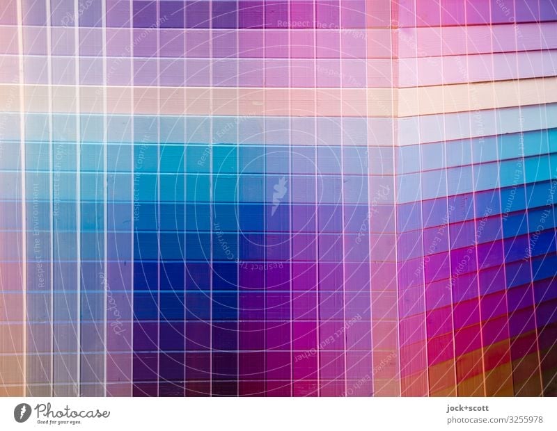 Colour meets tone = check Design Illustration Wood Stripe Network Sharp-edged Many Double exposure Colour value Reaction Multicoloured Detail Abstract Pattern