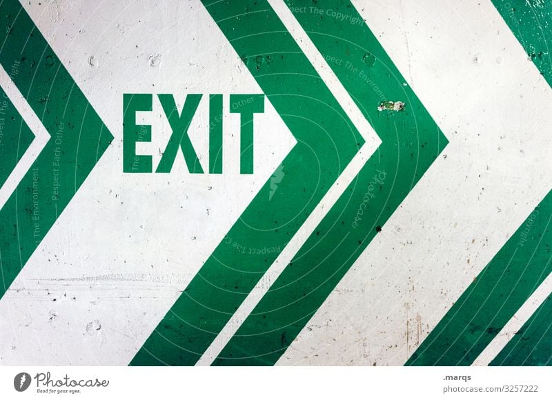 exit White Way out Escape route Highway ramp (exit) Fear Signs and labeling Characters Arrow Signage Emergency exit Direction Letters (alphabet) Green
