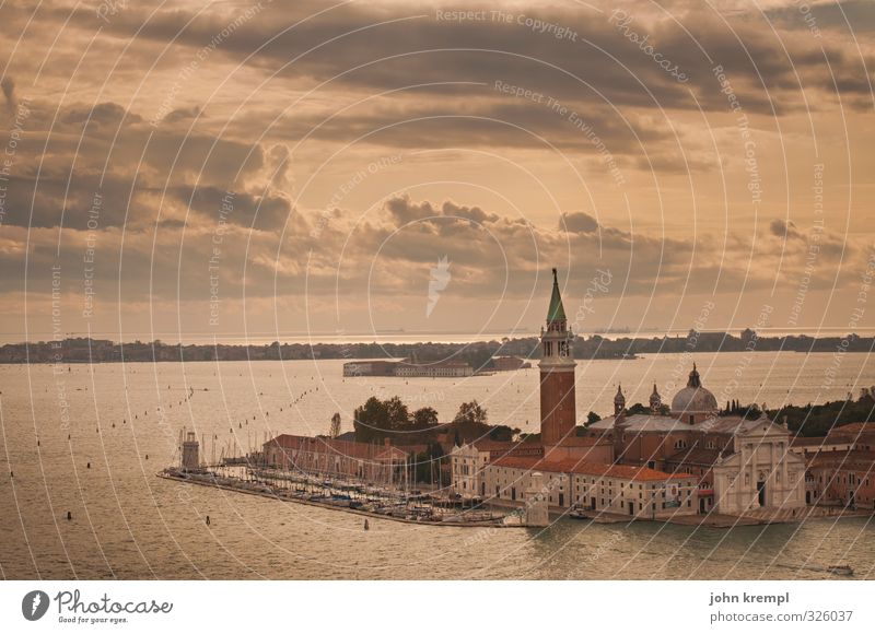 House by the sea Environment Landscape Water Clouds Coast Ocean Island Venice Port City Downtown Old town Church Dome Manmade structures Building Architecture