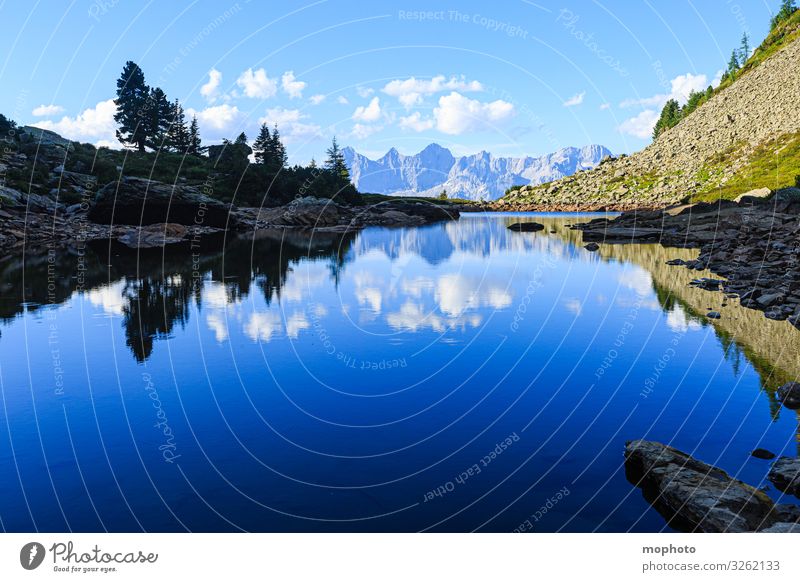 Mirror, mirror... Vacation & Travel Tourism Trip Mountain Hiking Nature Landscape Water Sky Clouds Alps Lake Blue Gray Green Loneliness Adventure Uniqueness