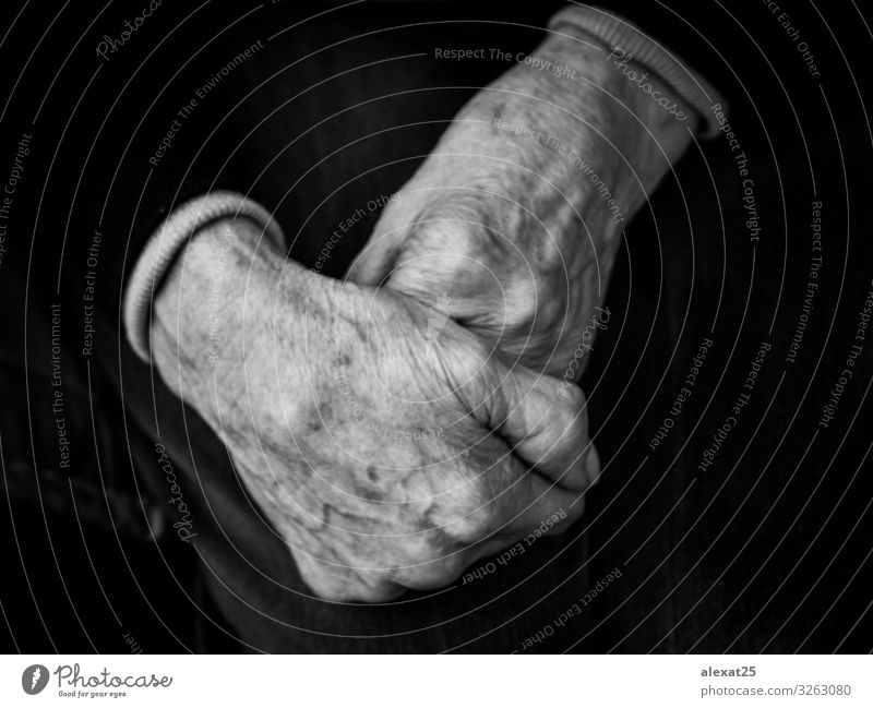 Foreground of hands of old woman Skin Human being Woman Adults Grandfather Grandmother Arm Hand Old Loneliness Age aged care antiquity arthritis caducity close