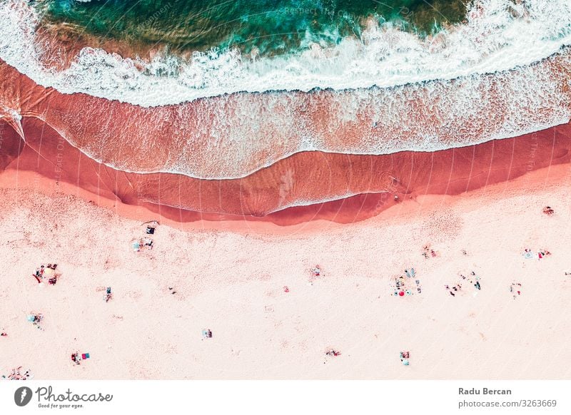 People Crowd On Beach, Aerial View In Summer Swimming & Bathing Human being Crowd of people Environment Nature Landscape Sand Water Beautiful weather Warmth