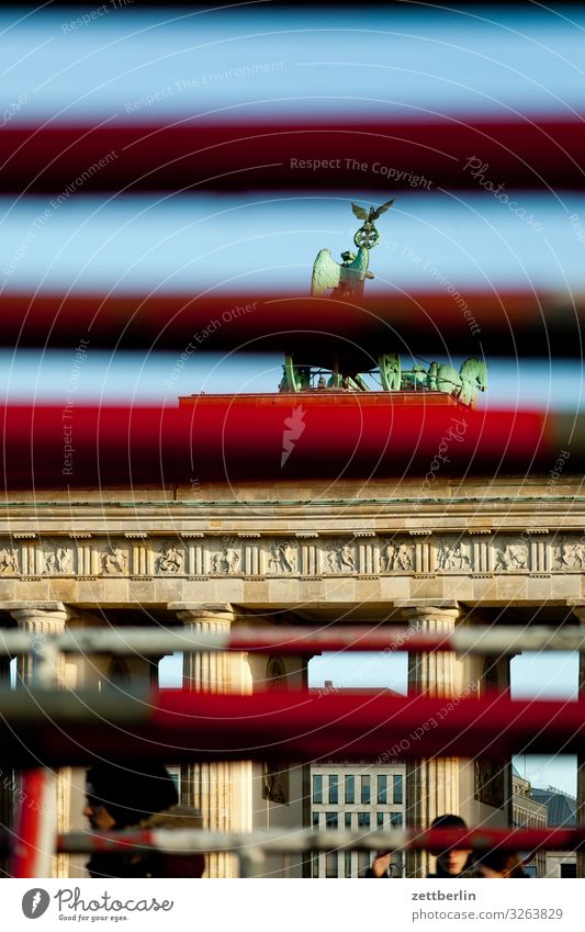 Brandenburg Gate (concealed) Berlin City Capital city Downtown Portal Town Tourism Landmark Pariser Platz Fence Joist Rod Hide Concealed Camouflage
