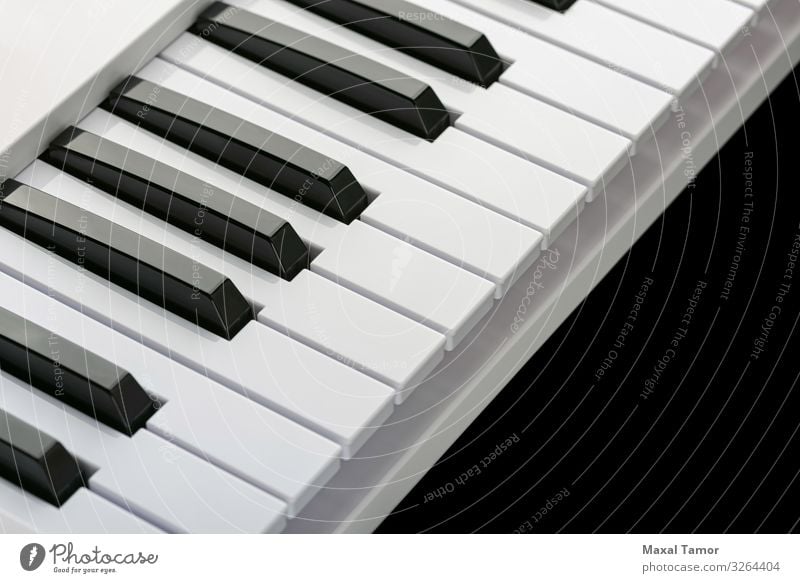 Black and white keys of a music keyboard Style Harmonious Leisure and hobbies Playing Entertainment Music Technology Art Concert Musician Piano White audio