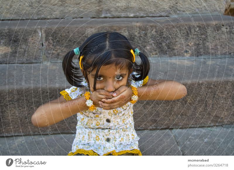 Kid in ‘Mouth Shut’ Mood Child Toddler Girl Face 1 Human being 3 - 8 years Infancy Emotions kid tot Indian Asian Tease mock Closed Posture mood disposition
