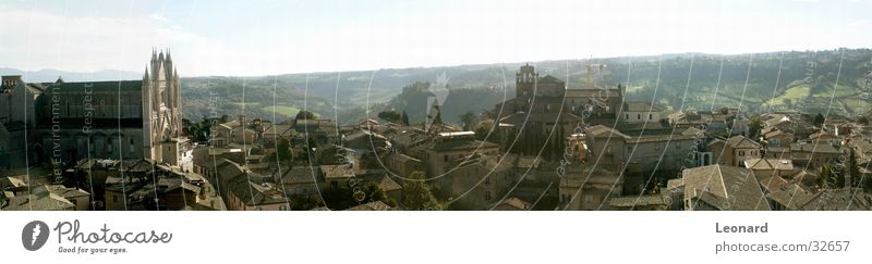 Orvieto Panorama (View) Domed roof Building Sun Tree Town Italy Europe Religion and faith Sky Large Panorama (Format)