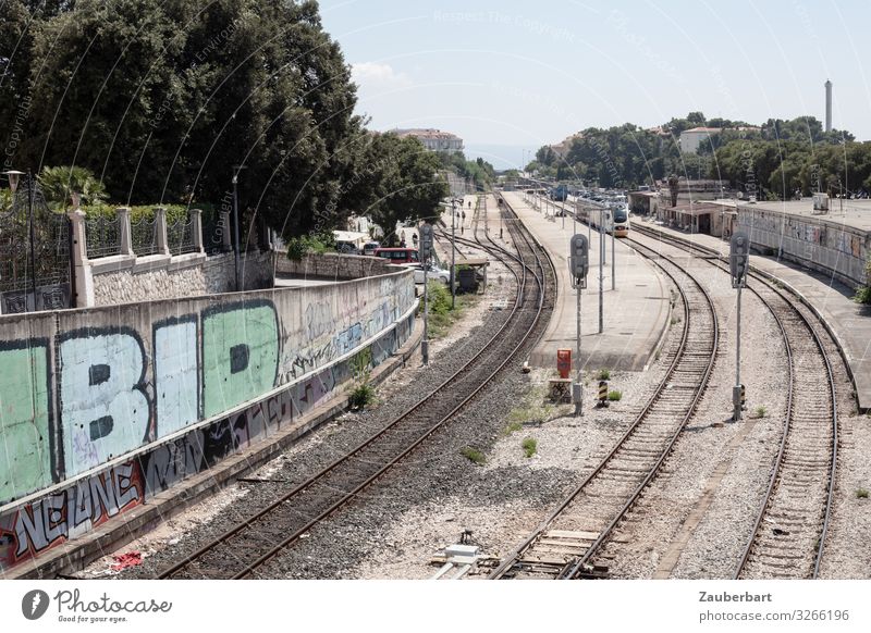 Station tracks of a railroad station with signals in Split Vacation & Travel Logistics Croatia Train station Traffic infrastructure Rail transport Train travel