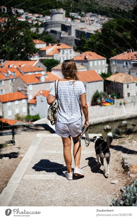 Walking in Dubrovnik Vacation & Travel City trip Summer Woman Adults 1 Human being 30 - 45 years Croatia Balkans Town House (Residential Structure) Roof