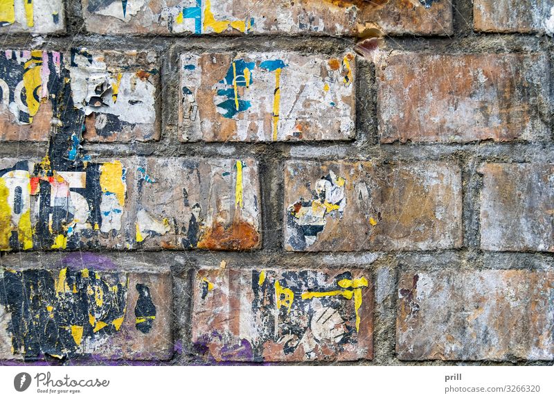 urban brick wall detail Decoration Town Manmade structures Building Wall (barrier) Wall (building) Facade Brick Signs and labeling Graffiti Dirty clay bricks