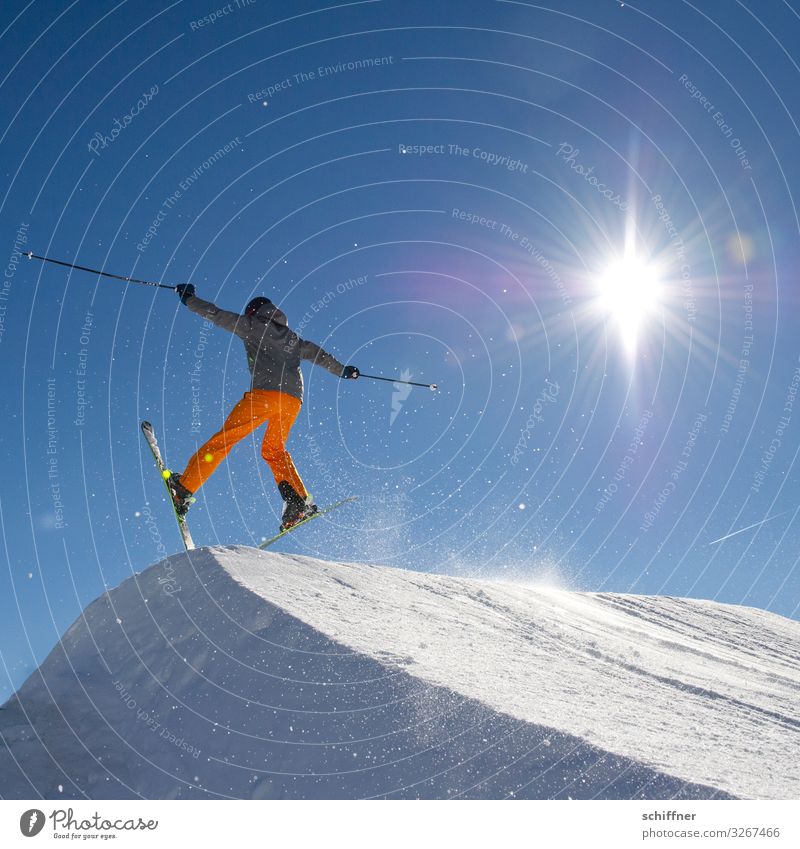 I'm walking on sunshine... Leisure and hobbies Vacation & Travel Winter Snow Winter vacation Skiing Skis Ski run Human being 1 Jump Skier ski jumper ski-jump