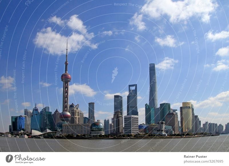 The famous skyline of Shanghai Economy Business Global Globalization China Downtown Skyline Tourist Attraction Multicoloured Innovative Town Colour photo
