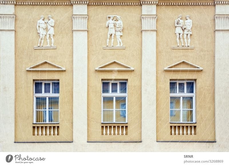 Facade Flat (apartment) House (Residential Structure) Man Adults Building Architecture Old Bas relief basse-taille closed column construction exterior fretwork