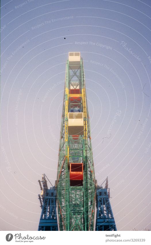 Ferris wheel Fairs & Carnivals Manmade structures Rotate Large Tall Amusement Park To talk Joy Colour photo Exterior shot Copy Space top Light