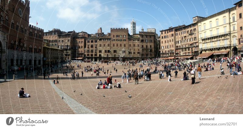 Campo di Siena Town Peoples Human being Pigeon Places Palace Italy Europe Medieval times Tower place sun