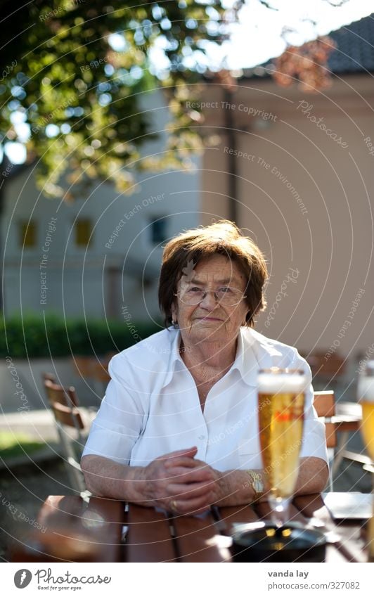 prost Food Beer garden Munich Bavaria Beverage Restaurant Going out Eating Drinking Female senior Woman Grandmother 60 years and older Senior citizen