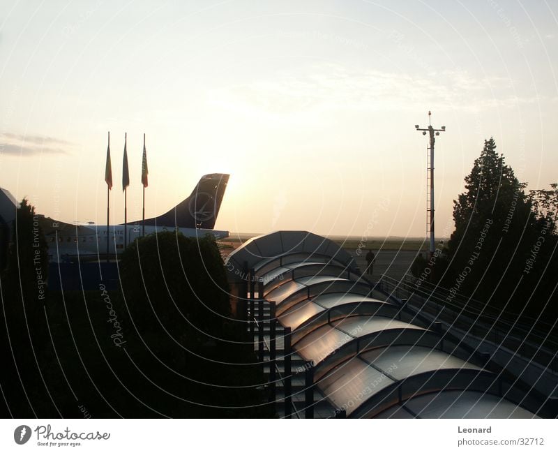 Airport Sunrise Airplane Aviation Europe Reflection flags Sky play area Vacation & Travel aircraft romenia