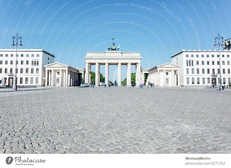 Brandenburg Gate under a blue sky in the early morning in Berlin, Germany. Empty Deserted Free Tourism nobody Tourists no people None Sky Blue in the morning