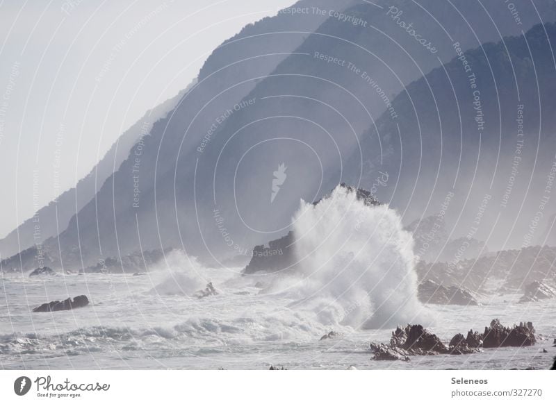 sea noise Environment Nature Landscape Elements Water Drops of water Sky Cloudless sky Weather Wind Gale Hill Rock Waves Coast Ocean Far-off places Wet Natural