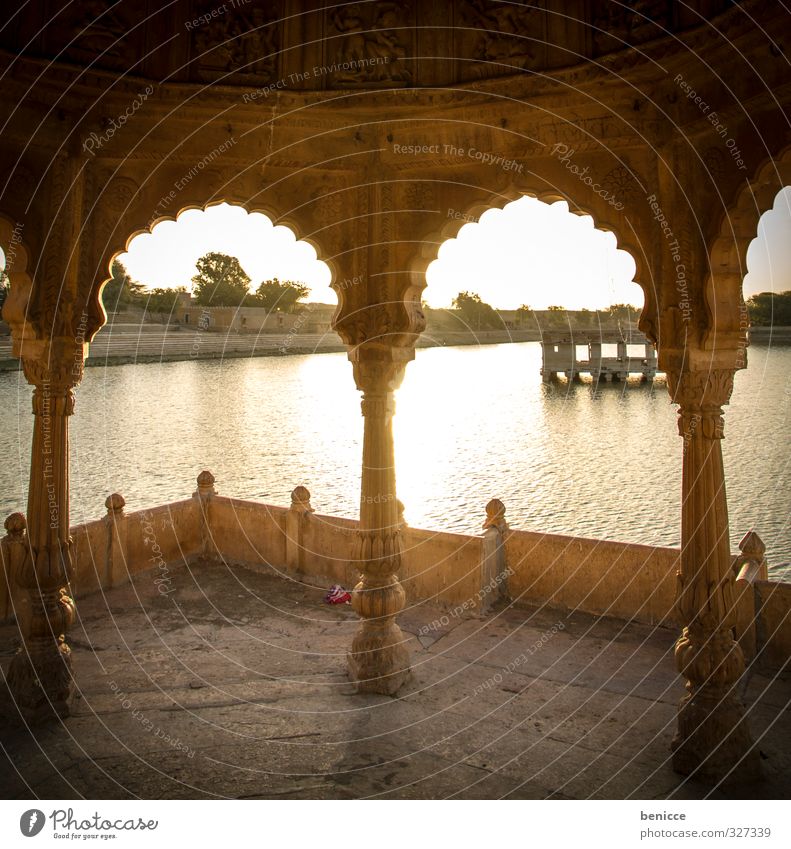 Jaisalmer Lake View Deserted Architecture Manmade structures Column Nature Sky Water Photography Exterior shot Day Travel photography Tourist Attraction