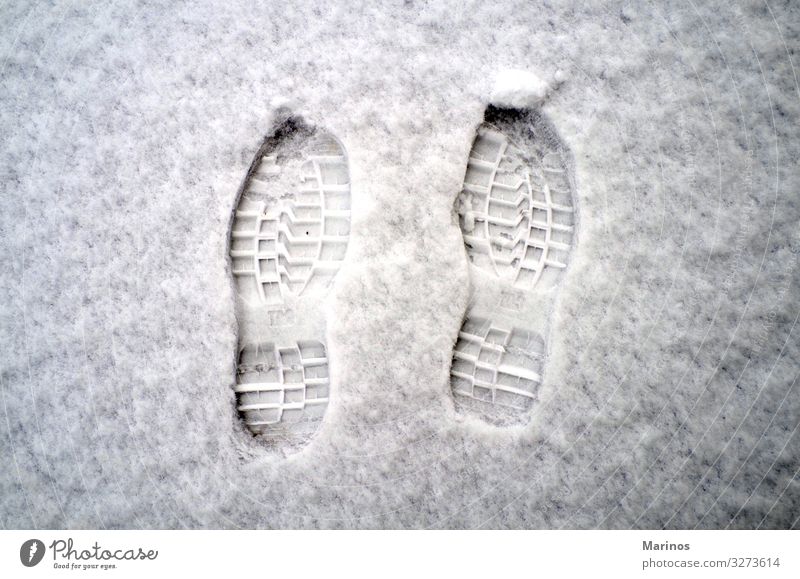 Footprints on snow. Winter Snow Feet Nature Weather Footwear Fresh White cold walking Seasons trace track Tracks footsteps boot Vantage point Frozen Tread