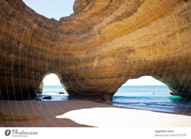 m Portugal Algarve Seacaves Cave sea caves Benagil Praia de Benagil rock salt Vacation & Travel Travel photography Idyll Card Tourism Paradise Beach Sand
