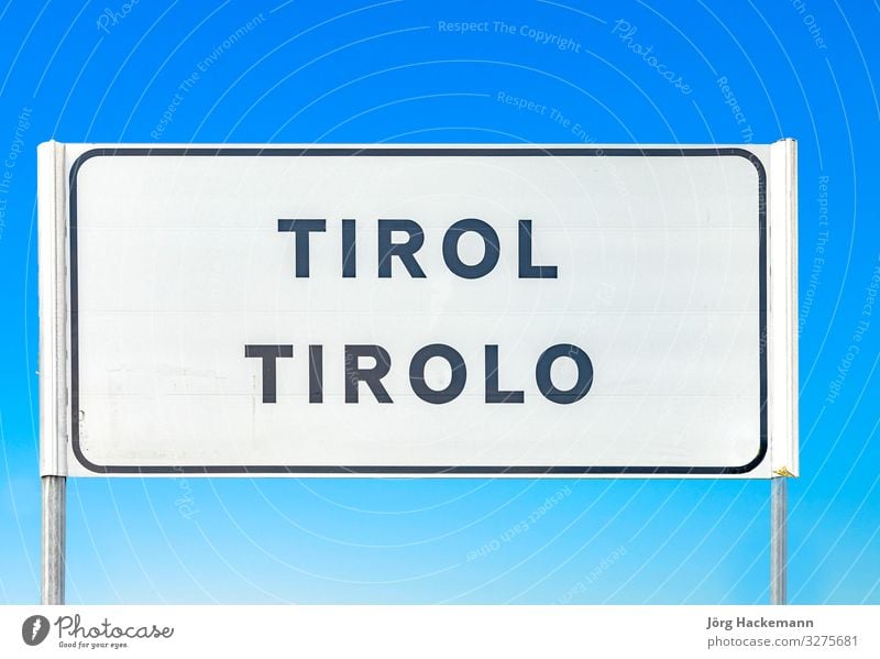 street sign of village of Tirolo in Tyrol Sky Village Town Street Blue Italy South tirolo Federal State of Tyrol Signage Colour photo Day