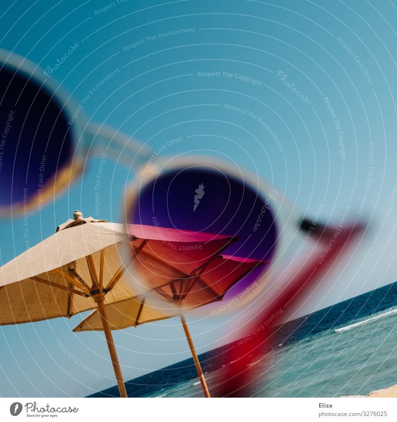 Hello Summer Sunglasses Vacation & Travel Ocean Vacation mood Sunshade Waves Beach Warmth Multicoloured Looking Filter Summery Good mood Gaudy Retro