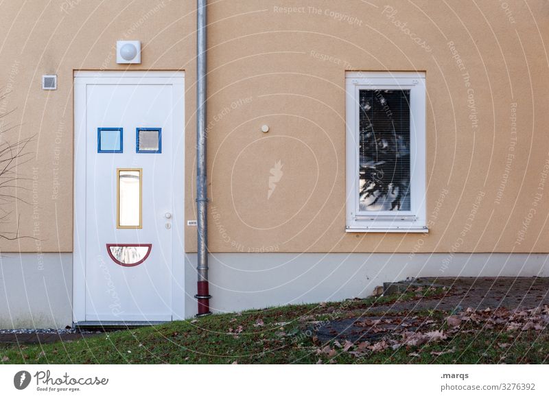 Laughing Door Laughter Welcome at home Facade Smiley Safety (feeling of) Domestic happiness Family Window dwell Joy Appealing Friendliness front door Positive