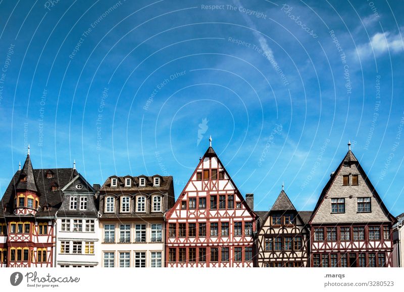 Frankfurt Roof Architecture built House (Residential Structure) Old Old town Cloudless sky Half-timbered house Historic Skyline Apartment Building Marketplace