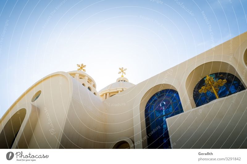 Coptic Christian Church in Sharm El Sheikh Vacation & Travel Sun Sky Building Facade Blue Yellow Religion and faith Asia Christianity Egypt Orthodox christians