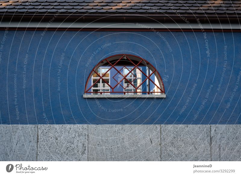 blue wall with semi-circular window Wall (building) Window Grille Vista Facade Deserted