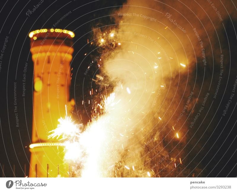 geräusche | lautmalerei Silvester Rakete Knall Feuer Feuerwerk Lindau Bodensee Hafen Nacht Funken Leuchtturm