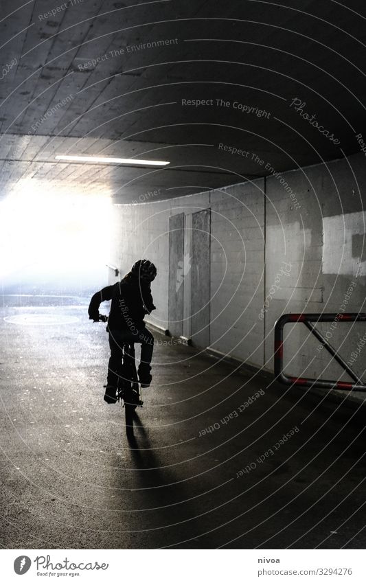 By bicycle through the underpass Leisure and hobbies Trip Freedom Fitness Sports Training Cycling Bicycle Masculine Child Boy (child) 1 Human being 8 - 13 years