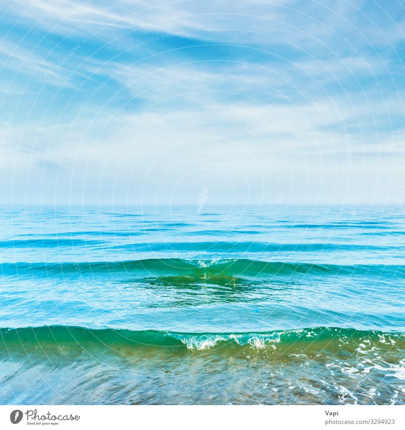 Blue sea water with waves Beautiful Vacation & Travel Summer Sun Beach Ocean Waves Environment Nature Landscape Water Sky Clouds Horizon Sunlight Spring Autumn