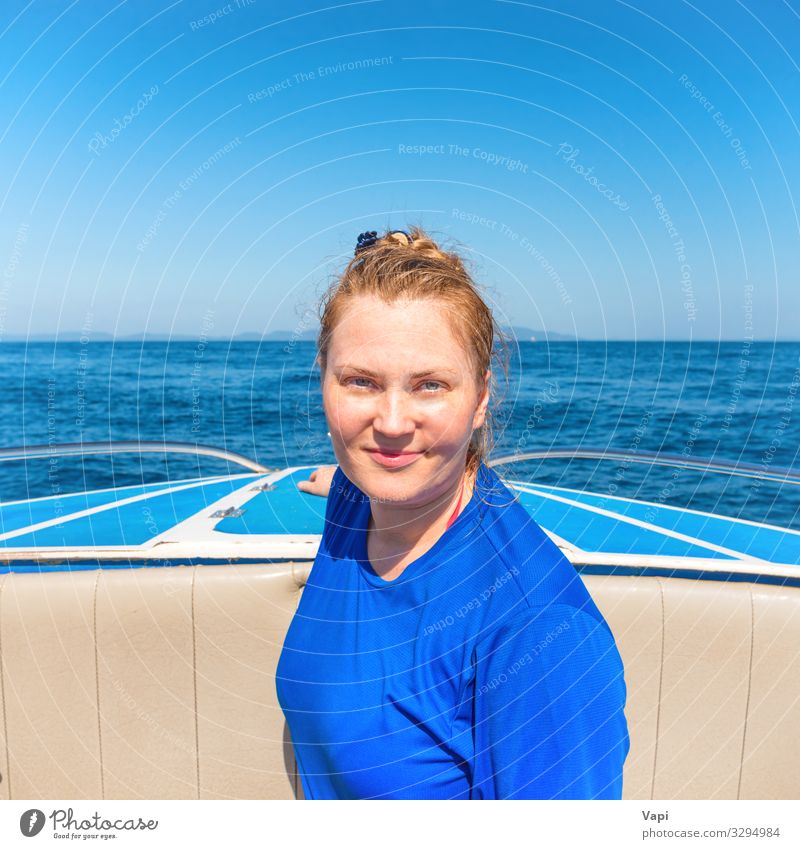 Young woman on head of a boat Lifestyle Joy Happy Beautiful Wellness Relaxation Leisure and hobbies Vacation & Travel Tourism Trip Adventure Freedom Cruise