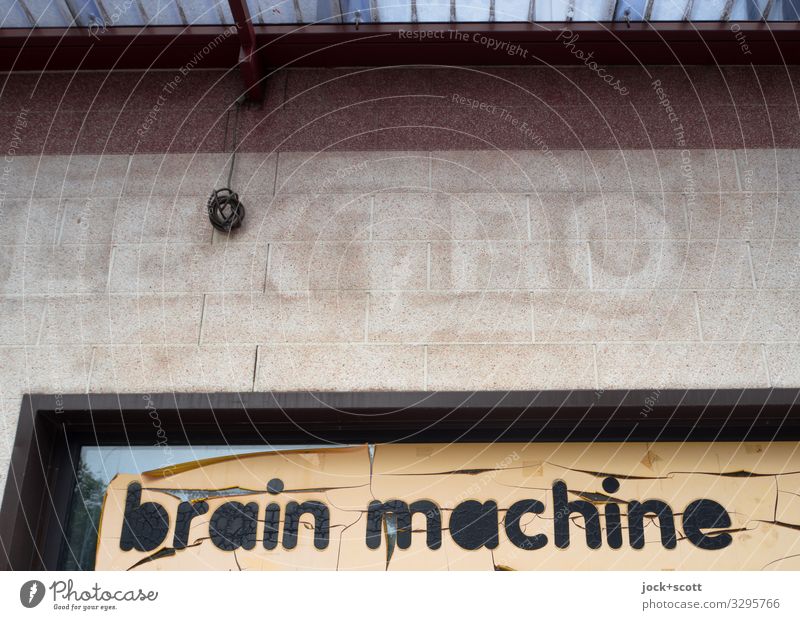brain machine Trade Electronics lost places Store premises Shop window Lettering Billboard Word Typography English Retro Gloomy Design End Innovative Competent
