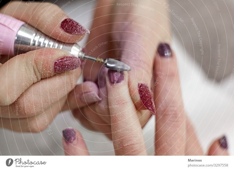 Finger nail care. Manicure Medical treatment Tool Woman Adults Hand Fingers File Colour Beauty Photography beautician Professional salon manicurist process