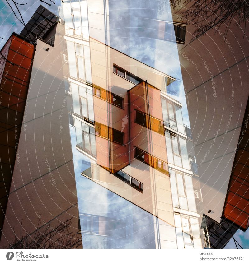 Living abstract Abstract House (Residential Structure) Architecture Symmetry Manmade structures Facade Exceptional Perspective Building Double exposure Design