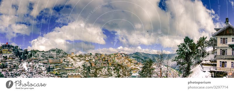 Winters in shimla Environment Nature Landscape Earth Sky Clouds Sunlight Snow Snowfall Hill Mountain Dhinghu mandir Shimla India Asia