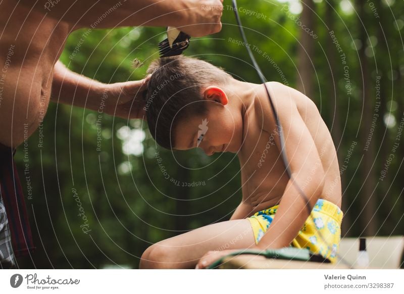 Backyard Haircut Child Boy (child) Hair and hairstyles 1 Human being Short-haired Razor blade Bald or shaved head Infancy Exterior shot Colour photo Morning