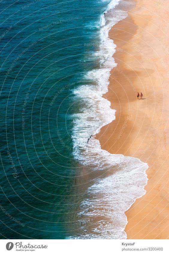 Minimalistic beach Human being Nature Landscape Beach Ocean Fresh Portugal Drone fly Colour photo Bird's-eye view Wide angle