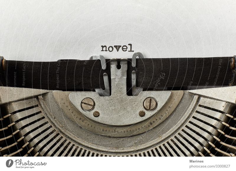 novel typed words on a vintage typewriter Design Happy Business Machinery Paper Metal Retro White Idea Typewriter Communication Word Text Writer