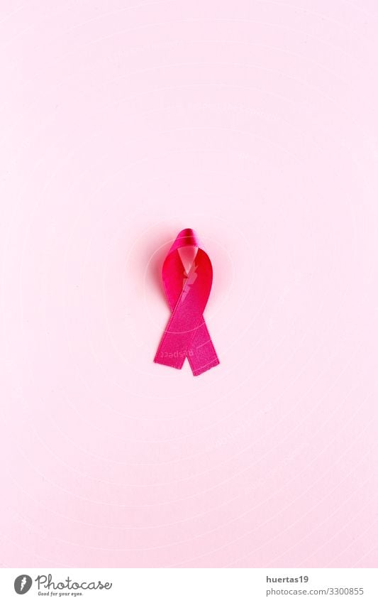 Pink ribbon on a colored background. Cancer Lifestyle Healthy Health care Medical treatment Illness Medication Woman Adults Breasts String Hope Campaign health