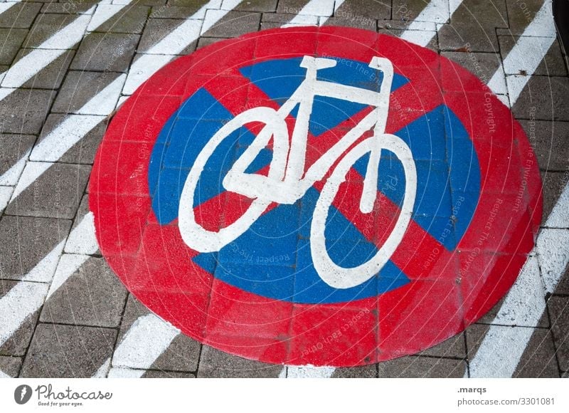Absolute ban on bicycle parking No standing Prohibition sign Road sign Asphalt lines Signs and labeling Bicycle Clearway Stripe StVO